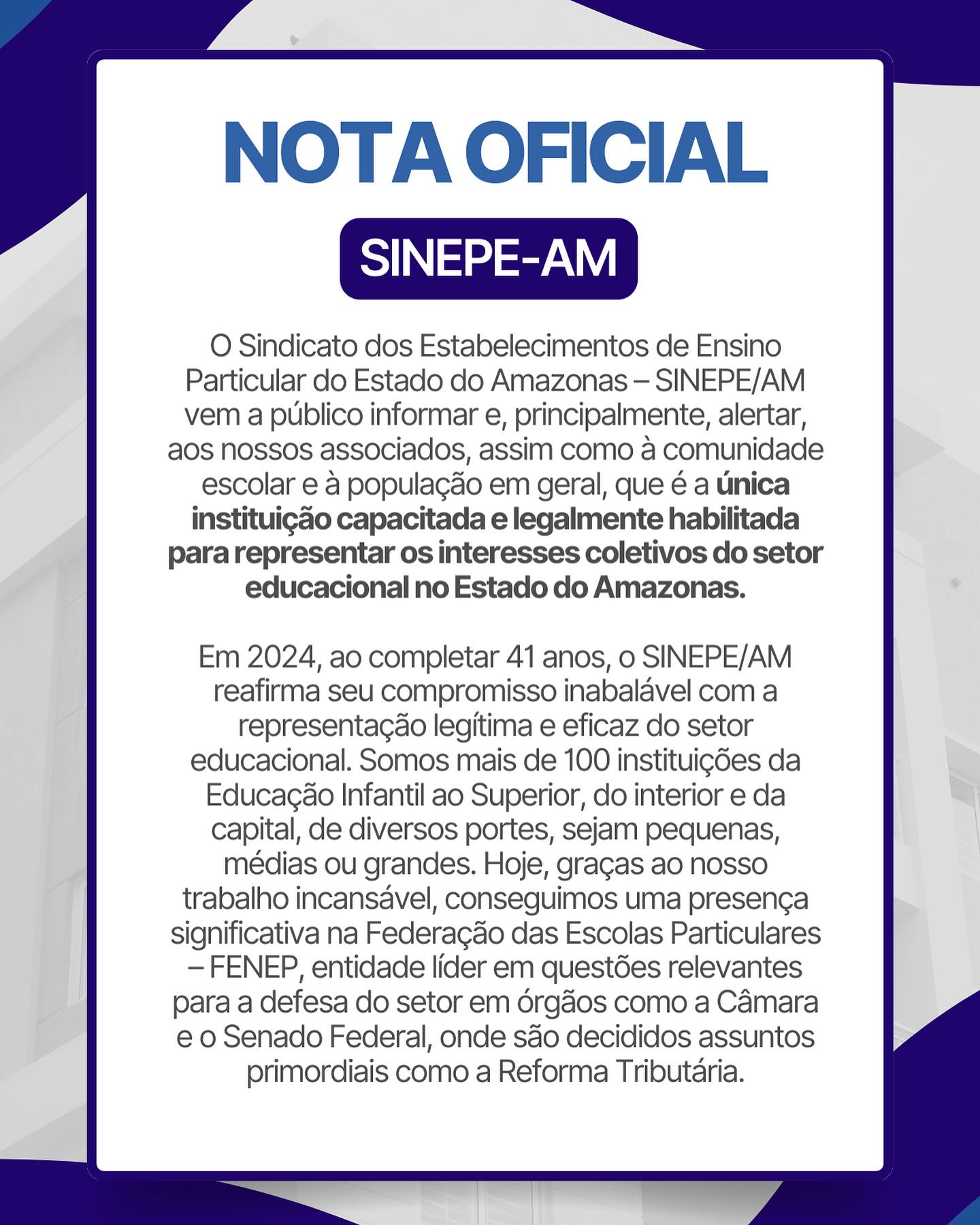 Nota Oficial – Sinepe-AM